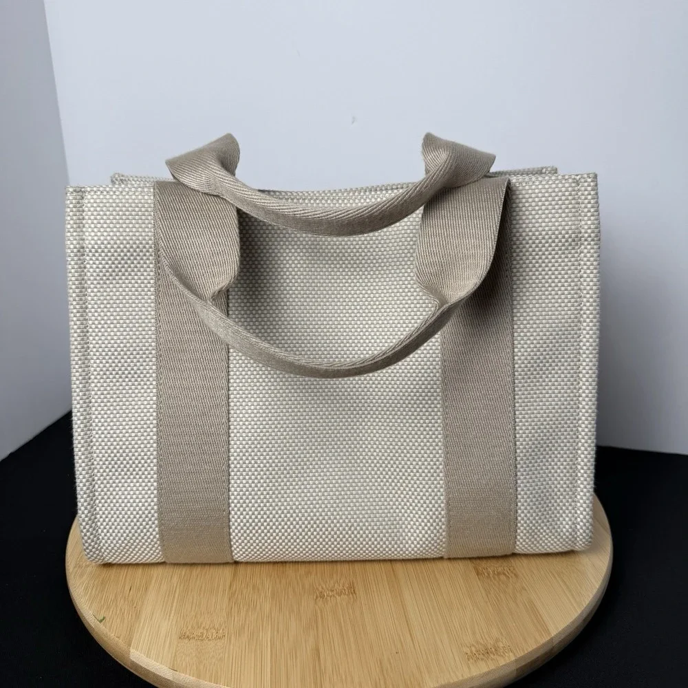 Lululemon Purse Two Tone Canvas Mini Tote Bag 4.5L In Mojave Tan/ Light Ivory